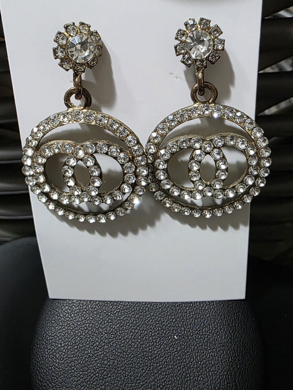 Crystal Drop Hoop Earrings in Gold-Tone